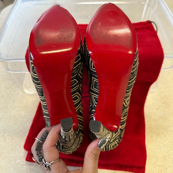 Christian Louboutin Panama 160 Platform Heels Sz 37 Daffodile Aztec Limited Ed - Picture 10 of 10